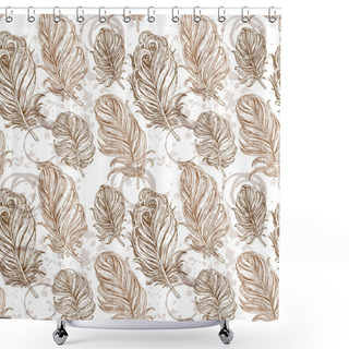 Personality  Seamless Romantic Background From Bird Feathers Shower Curtains