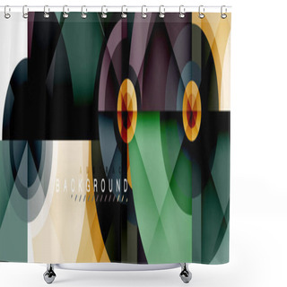 Personality  Minimal Geometric Circles And Triangles Abstract Background, Techno Modern Design, Poster Template Shower Curtains