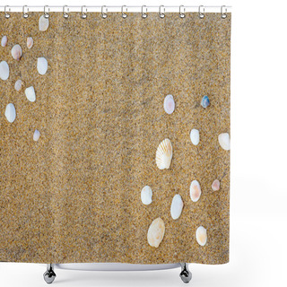 Personality  Seashells On Sandy Beach Shower Curtains