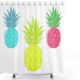 Personality  Colorful Cartoon Pineapples Shower Curtains