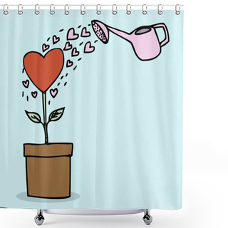 Personality  Heart Shape Plant Shower Curtains