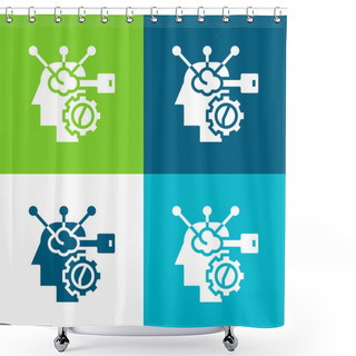 Personality  Brain Process Flat Four Color Minimal Icon Set Shower Curtains