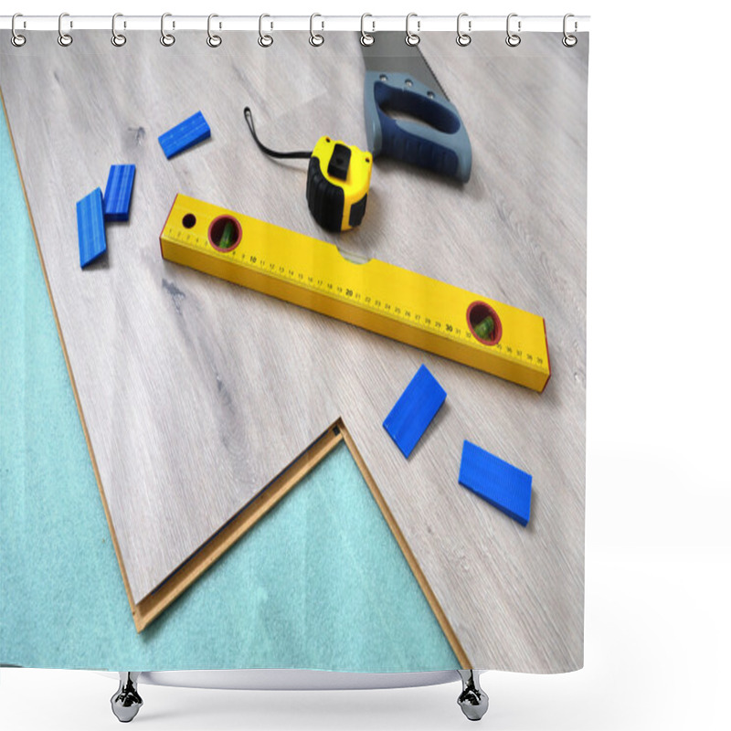 Personality  Floor panels, parquet, laminate, wood flooring and tools. shower curtains