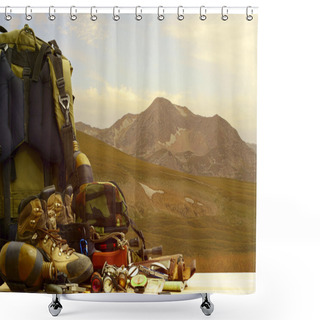 Personality  Camping Equipment Shower Curtains