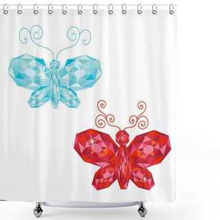 Personality  Set Of Gem Butterflies Shower Curtains