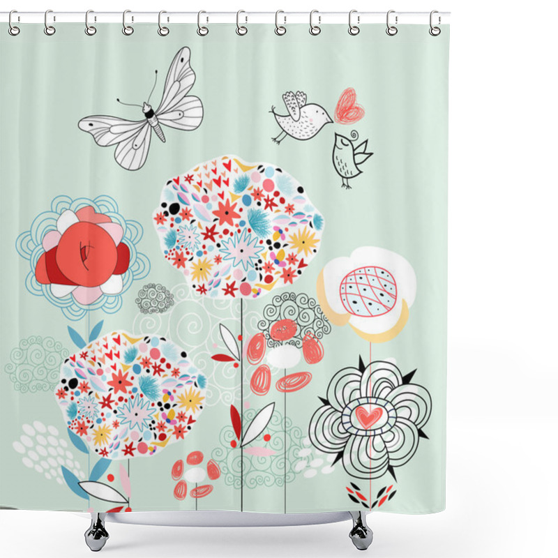 Personality  Flower Card Shower Curtains