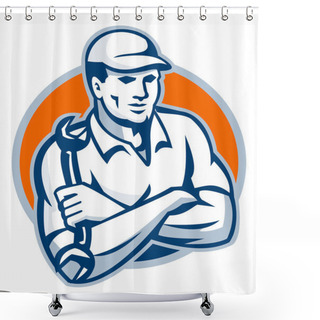Personality  Mechanic Arms Crossed Spanner Shower Curtains