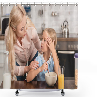 Personality  Daughter Complains About Bad Feeling To Her Mother During Breakfast Shower Curtains