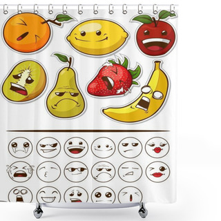 Personality  Funny Fruit With Expression Shower Curtains