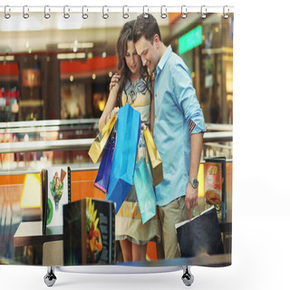 Personality  Young Couple In Shopping Center Shower Curtains