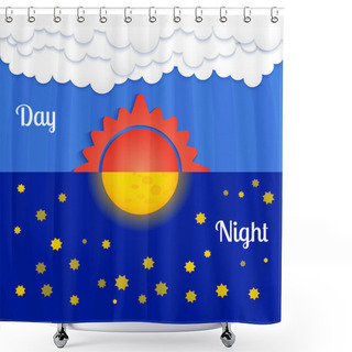 Personality  Set Of Sun And Moon, Day And Night Shower Curtains