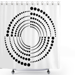 Personality  Dots, Dotted Circular Spiral. Swirl, Twirl Of Circles. Stippling, Pointillist Design. Speckles, Flecks Vector Illustration Shower Curtains