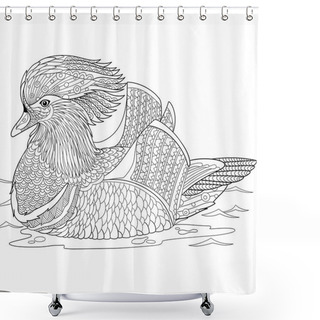 Personality  Zentangle Stylized Mandarin Duck Shower Curtains