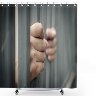 Personality  Hand In Jail Shower Curtains
