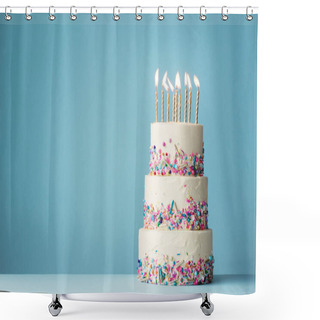 Personality  Tiered Birthday Cake With Sprinkles Shower Curtains