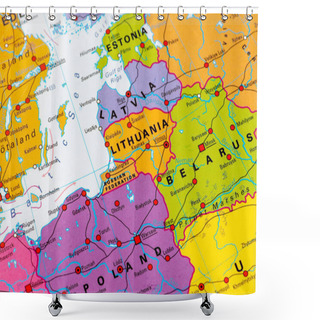 Personality  Kaliningrad, Russia - April 4 2022: Map Of Kaliningrad Region Or Oblast, Russia, Russia Federation, With Poland, Ukraine, Belarus, Lithuania, Latvia And Estonia Shower Curtains
