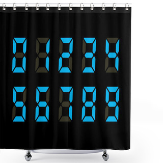 Personality  Vector Illustration Of Blue Digits Displayon Black Background Shower Curtains