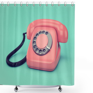 Personality  Pink Retro Telephone Shower Curtains