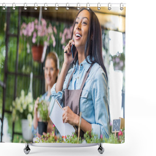 Personality  Florist Talking On Smartphone Shower Curtains