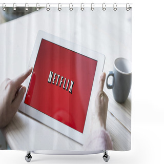 Personality  Netflix On Tablet Pc Shower Curtains