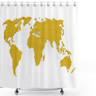 Personality  World Map Gold Yellow Shower Curtains