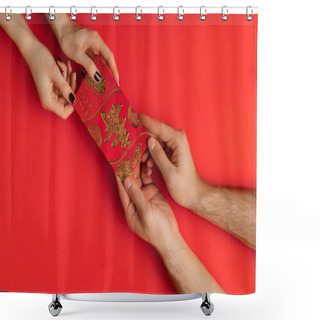 Personality  Chinese New Year Greeting Card Shower Curtains