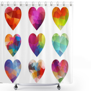 Personality  Colorful Hearts With Geometric Pattern, Vector Shower Curtains
