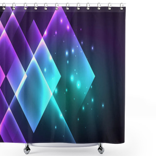 Personality  Neon Shiny Color Squares On Black, Modern Template Shower Curtains