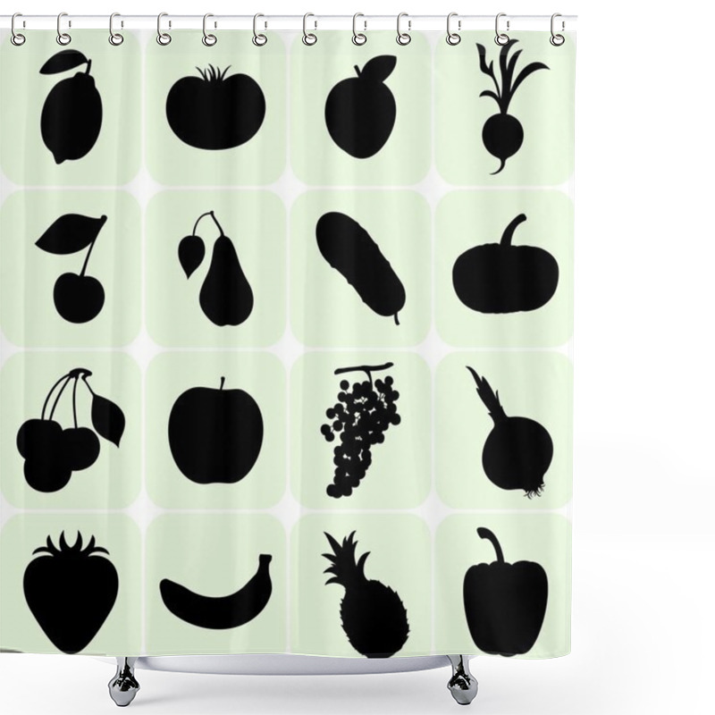 Personality  Fruit And Vegetables Silhouettes Shower Curtains