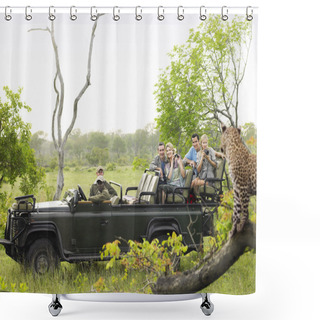 Personality  Tourists Looking At Cheetah Shower Curtains