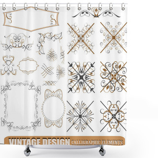 Personality  Set Of Calligraphic Design Elements And Page Decoration - Lots Of Useful Elements To Embellish Your Layout Shower Curtains