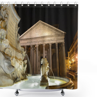 Personality  Rome Pantheon Fountain Night View Shower Curtains