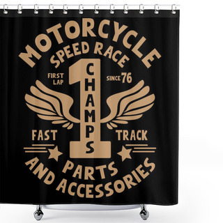 Personality  Motorcycle Racing Service Typography, T-shirt Graphic Shower Curtains