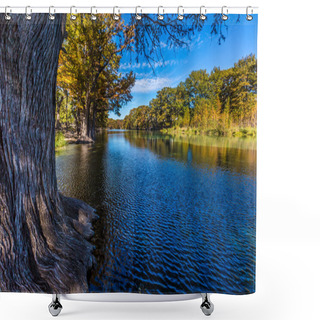 Personality  Bright Beautiful Fall Foliage On The Crystal Clear Frio River In Texas. Shower Curtains