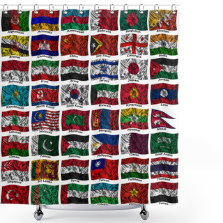 Personality  Waving Colourful Asia Flags Shower Curtains