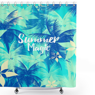 Personality  Tropical Background With Palm Tree - Vector Illustration Shower Curtains