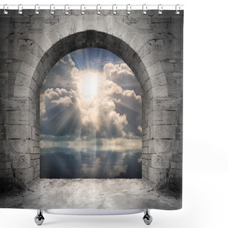 Personality  Way To New World. New Life Concept - Light Over Water. Shower Curtains