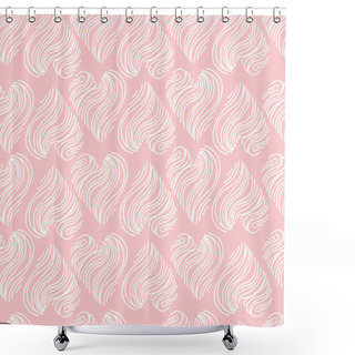 Personality  Abstract Seamless Dusty Pink Pattern With Heart Hand-drawn By Flowing Swirling Pattern. Simple Drawing. Modern Graphic Design. Calligraphic Curved Lines Pattern. Sloppy Background With Drawings Shower Curtains