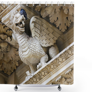 Personality  Dragon Statue At The Santa Croce Baroque Church In Lecce Shower Curtains