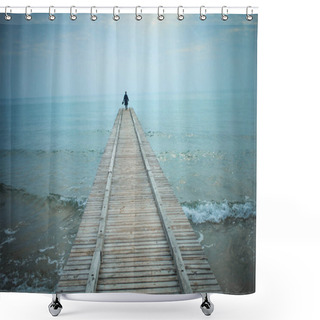 Personality  Girl On The Pier Shower Curtains