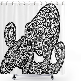 Personality  Octopus Vector. Isolated On White Background. Shower Curtains