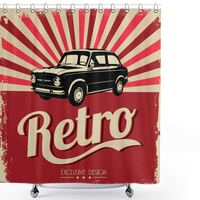 Personality  Vintage Car design flyer shower curtains