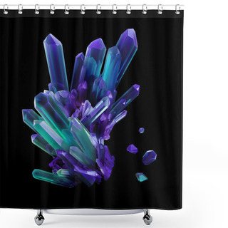 Personality  Blue Violet Crystals, Geological Shapes, 3d Object Isolated On B Shower Curtains