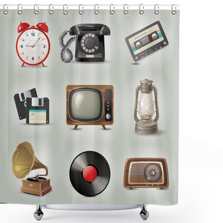 Personality  Retro Icons Shower Curtains