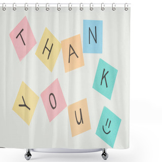 Personality  Colorful Sticky Notes Spelling Thank You Isolated On White Background Shower Curtains
