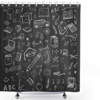 Personality  Back To School Doodles In Chalkboard Background Shower Curtains