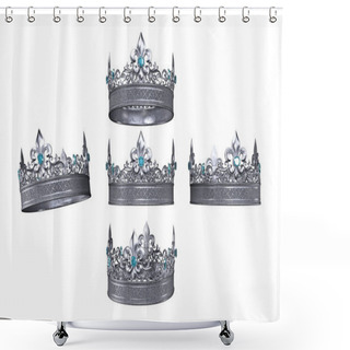 Personality  Medieval Jeweled Crown On Isolated Background, 3D Illustration, 3D Rendering Shower Curtains