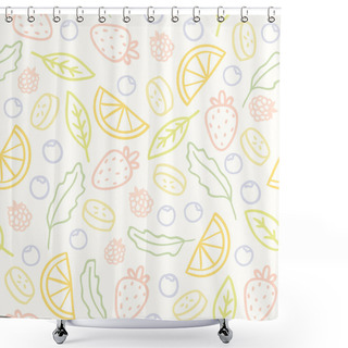 Personality  Doodle Fruits And Berries Seamless Pattern Shower Curtains