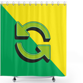 Personality  Arrows Couple Counterclockwise Rotating Symbol Green And Yellow Modern 3d Vector Icon Logo Shower Curtains