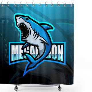 Personality  Vector Illustration Of  Megalodon Mascot Esport Logo Design Shower Curtains